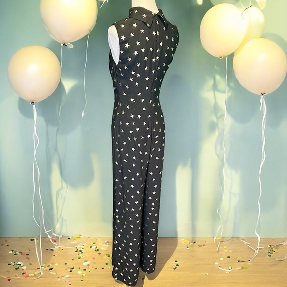 NWT RIXO London ‘Frankie’ Black & Gold Star Print Jumpsuit Size XXS / 2 - Picture 10 of 16